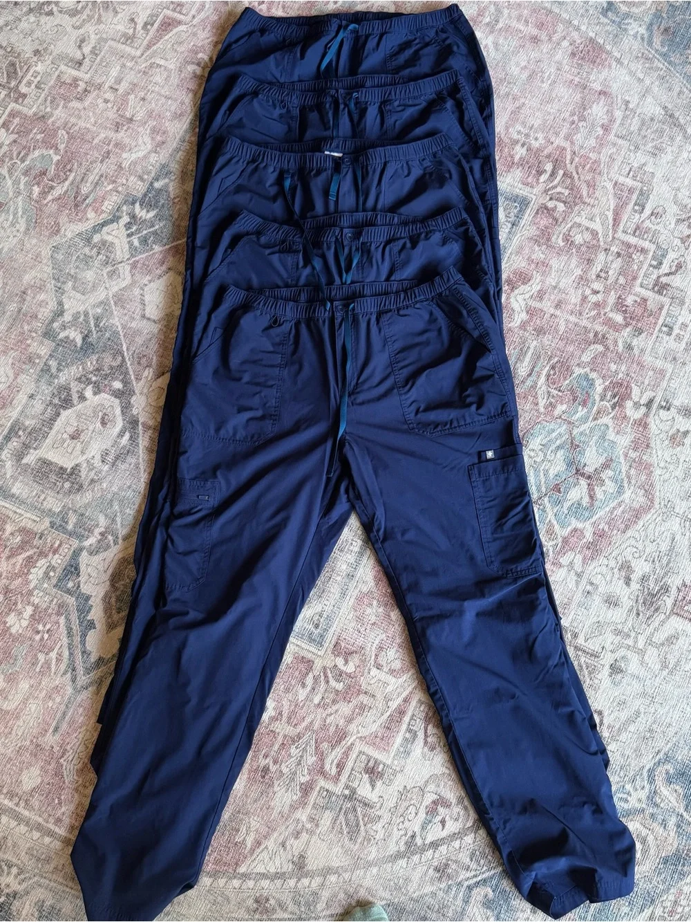 FIGS Technical Collection Cargo Scrub Pants 5-Pair Bundle XL Navy